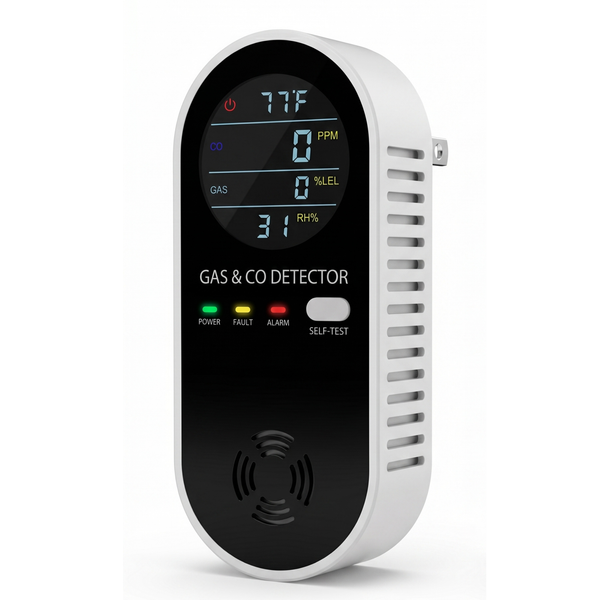 AirGuard CO & Gas Detector with digital display showing real-time PPM levels